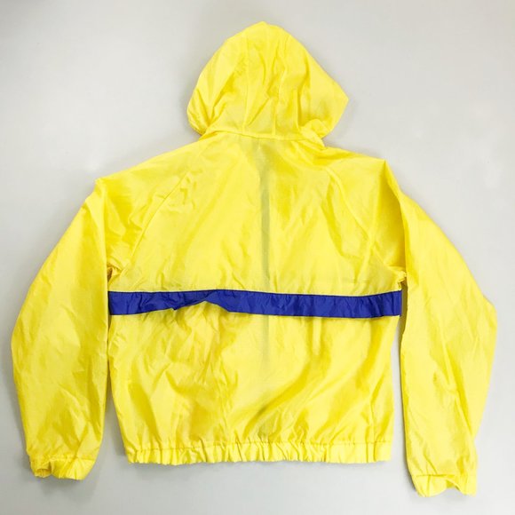 FIELD & STREAM Sailing Nautical Windbreaker Large VTG 80s 90s Hood Yellow Blue - Picture 9 of 11